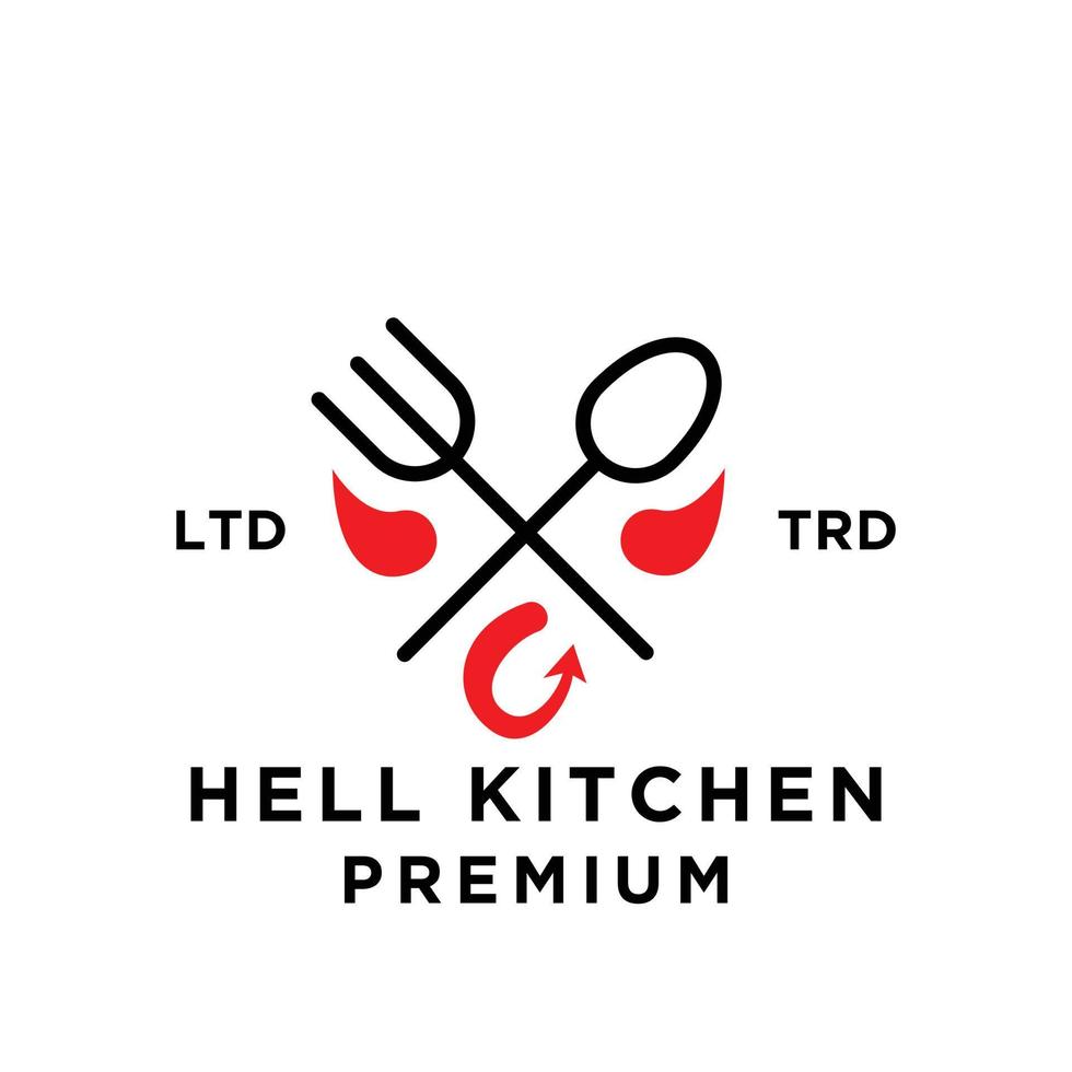 böse Hölle Küche Restaurant Logo Symbol Design vektor