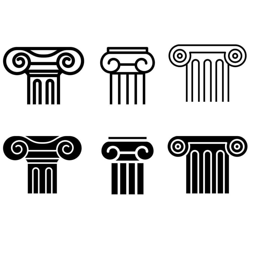 kolumn ikon vektor uppsättning. antik illustration tecken samling. arkitektur symbol. klassisk logotyp.