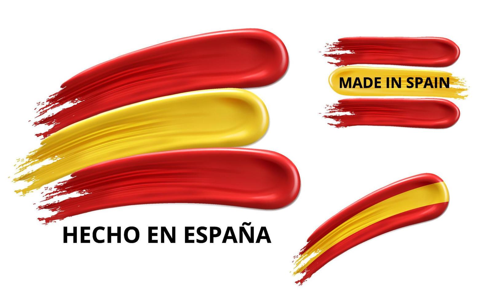 Spanien flagga tillverkad från måla strokes.vector logotyper på vit bakgrund , tillverkad i Spanien vektor