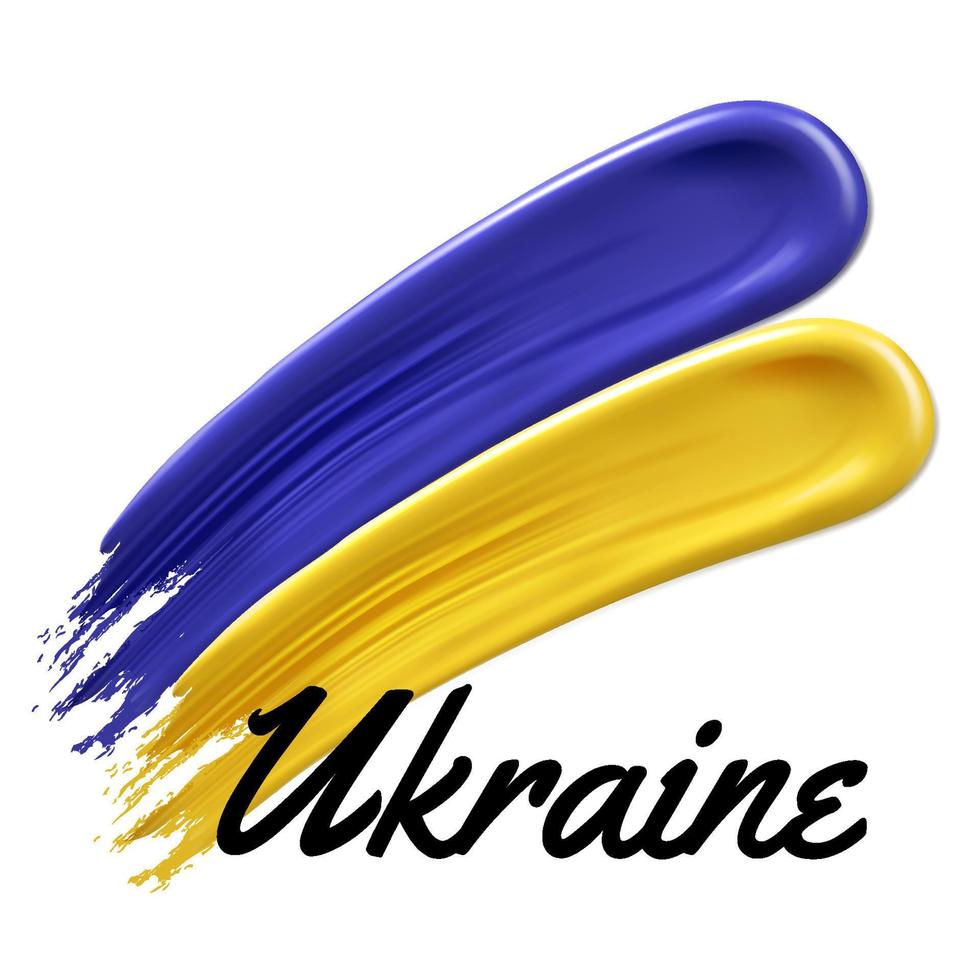 Flagge von Ukraine gemacht von ein Finger Schlaganfall , Pinselstrich oder Farbe Schlaganfall vektor