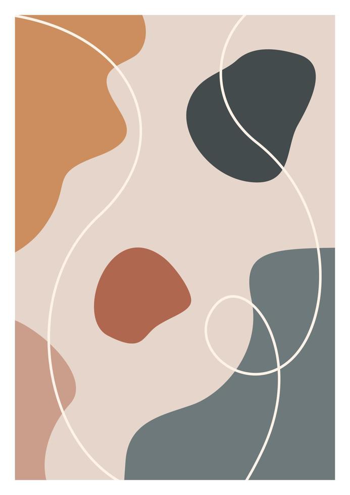 Boho-Poster mit abstrakten Formen und Linien. zeitgenössische minimalistische Kunst. Zeitgenössische Wanddekoration. Zeitgenössische Wanddekoration. sammlung moderner minimalistischer abstrakter ästhetischer illustrationen. vektor