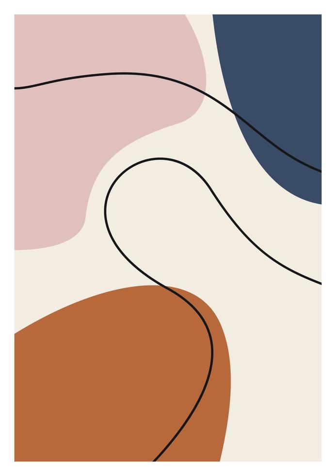 Boho-Poster mit abstrakten Formen und Linien. zeitgenössische minimalistische Kunst. Zeitgenössische Wanddekoration. Zeitgenössische Wanddekoration. sammlung moderner minimalistischer abstrakter ästhetischer illustrationen. vektor