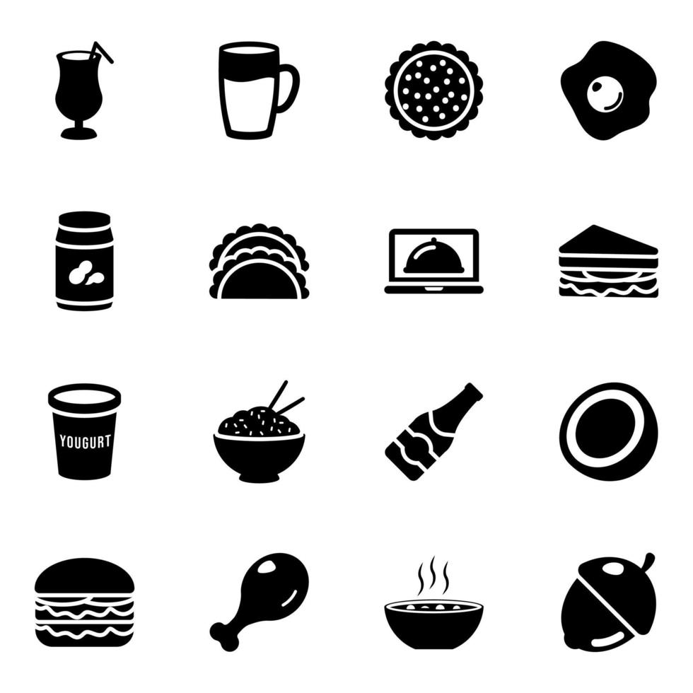 Icon-Set für Lebensmittel und Getränke vektor
