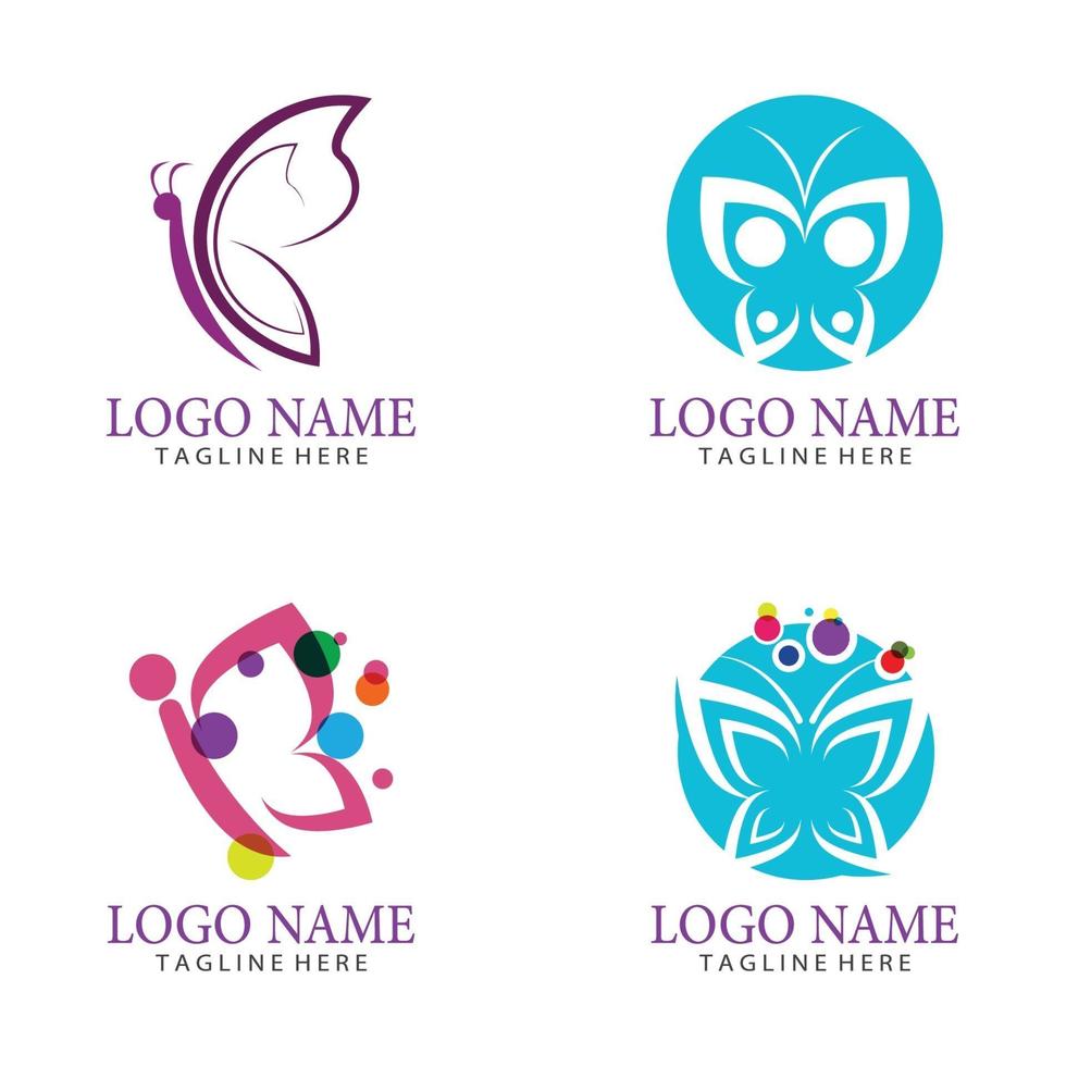 Schönheit Schmetterling Logo Vektor Icon Design Set
