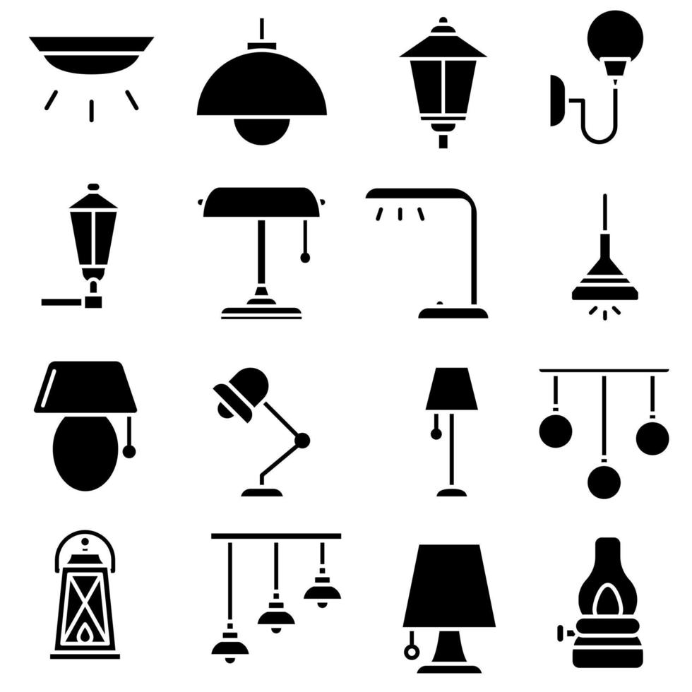 Lampe Symbol Vektor Satz. Illuminator Konstruktion Illustration Zeichen Sammlung. Beleuchtung Symbol oder Logo.