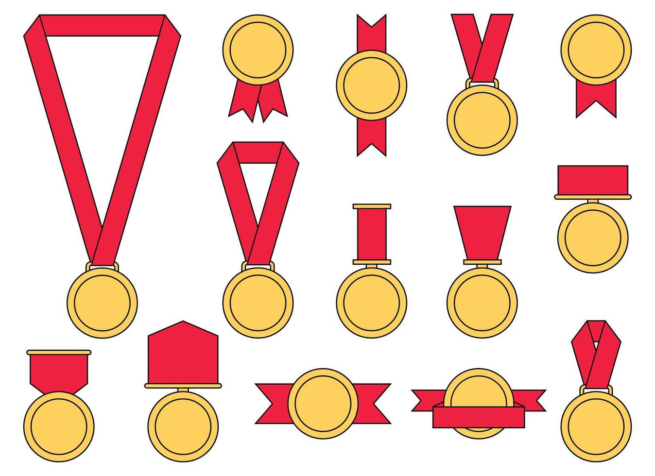 Gold Medaille mit rot Band Vektor Illustration im eben Stil
