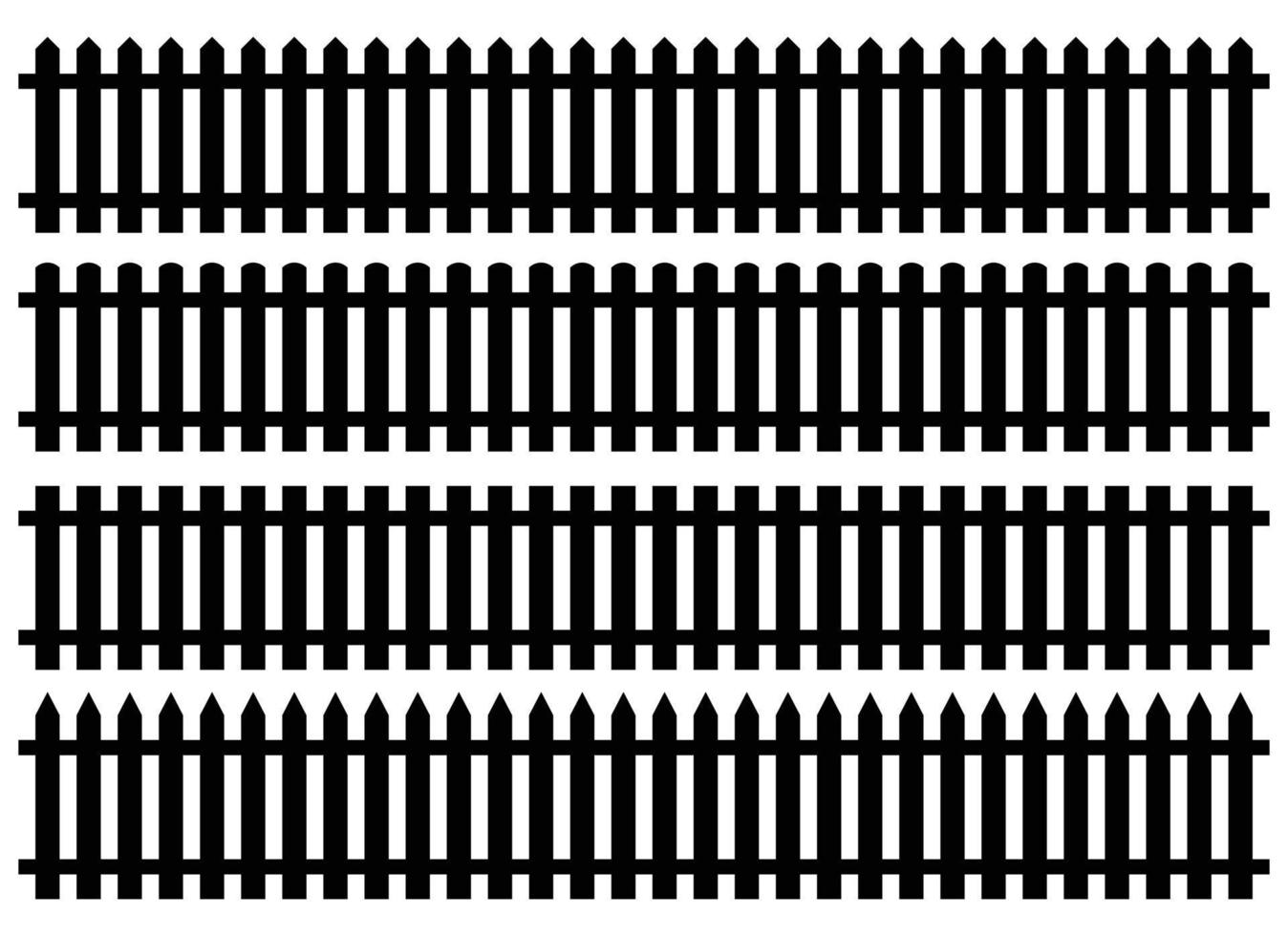 uppsättning av staket silhuett i platt stil vektor illustration. svart staket isolerat på vit