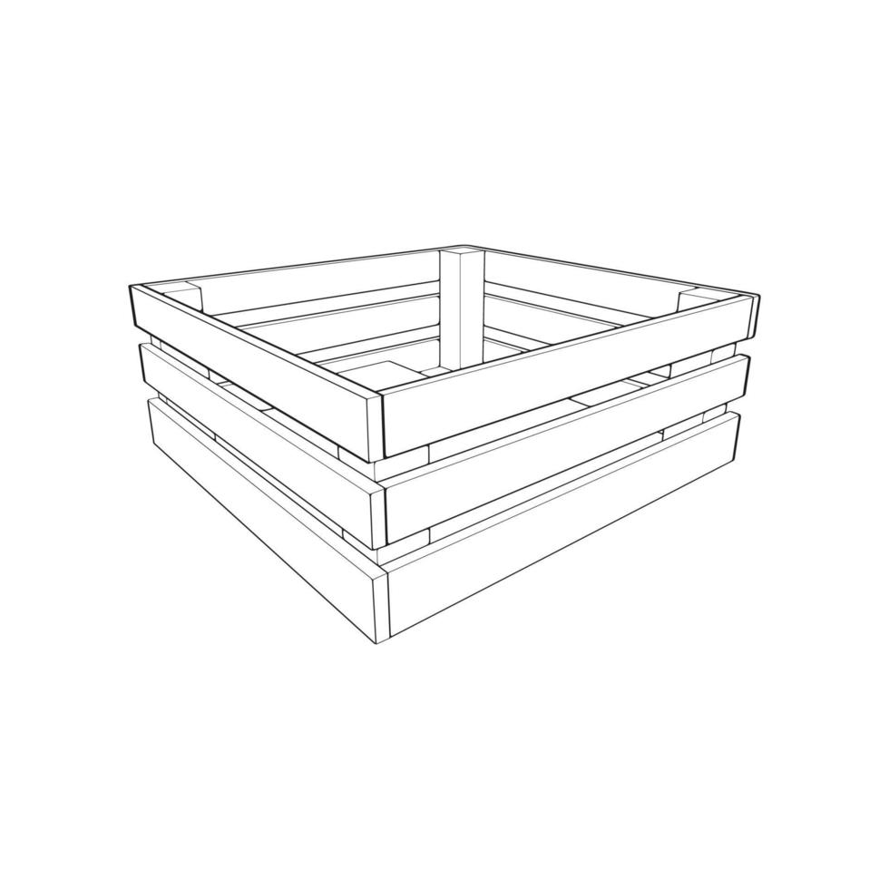 hölzern Palette Vektor Illustration auf Weiß Hintergrund . isoliert isometrisch Gliederung Holz Container. isometrisch Vektor Gliederung hölzern Palette.