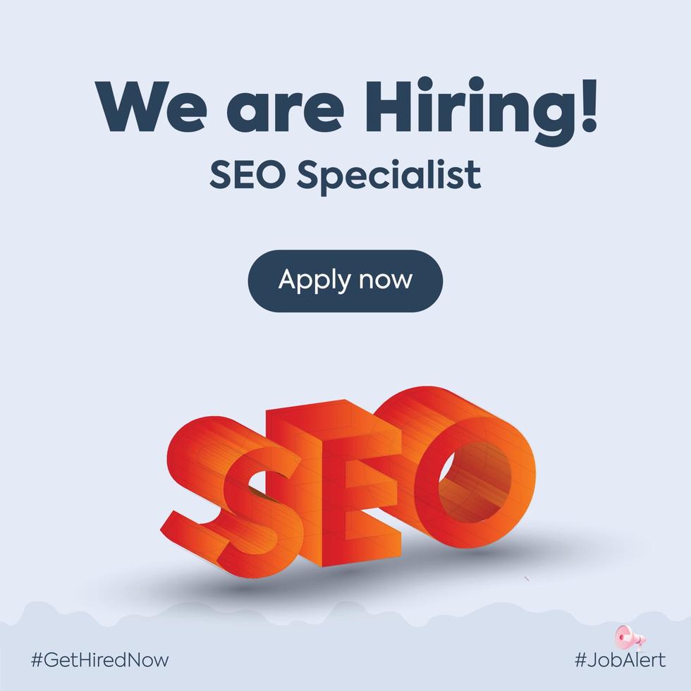 SEO Experte einstellen. wir sind Einstellung SEO Experte. Job Einstellung warnen Post zum Sozial Medien. SEO Spezialist Einstellung Ankündigung Banner. SEO im 3d. vektor