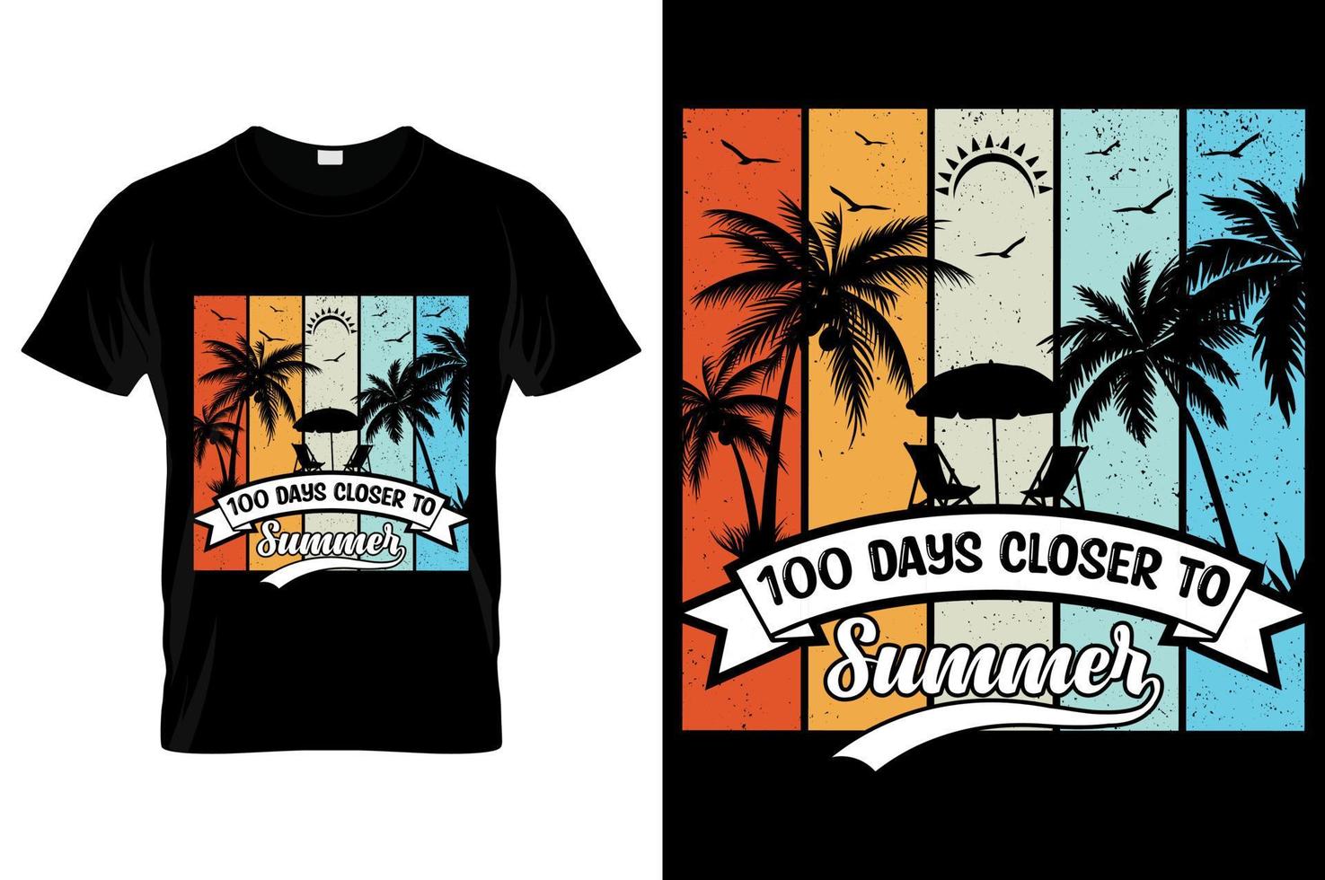100 dagar närmare till sommar t-shirt design. bäst för mode grafik, t-shirt proffs vektor
