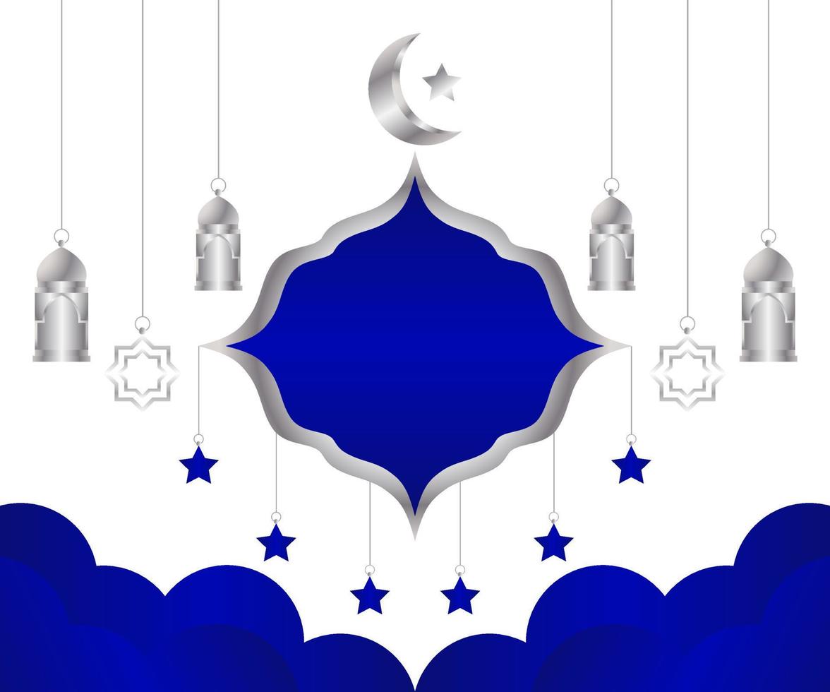 modern Blau und Silber islamisch Element Hintergrund Design vektor