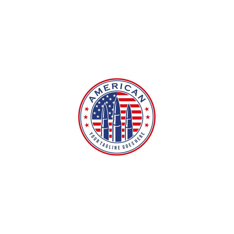 amerikanisch mit Gewehr Formen das Brief ein Logo Design vektor