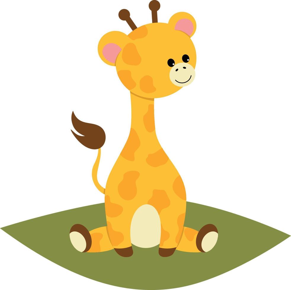 söt giraff Sammanträde i de djungel vektor