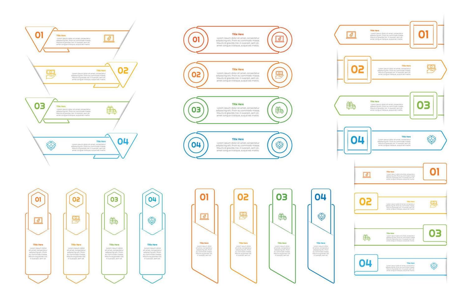 Infografik bündeln einstellen mit 4, 5, 6 Schritte, Optionen oder Prozesse zum Arbeitsablauf Layout, Diagramm, jährlich Bericht, Präsentation und Netz Design. vektor