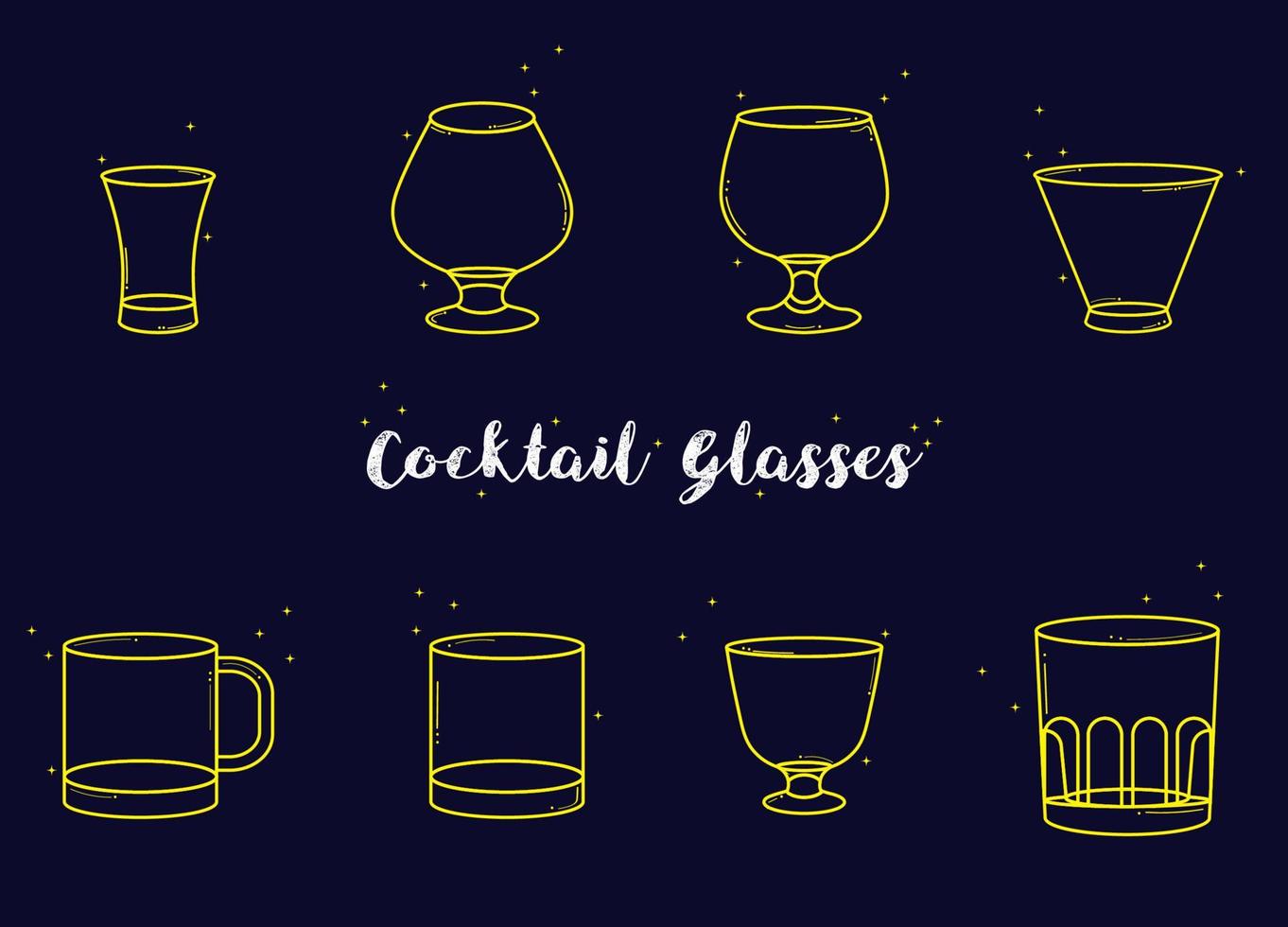 Cocktail Brille Vektor und Illustration. Glas Symbol Satz.