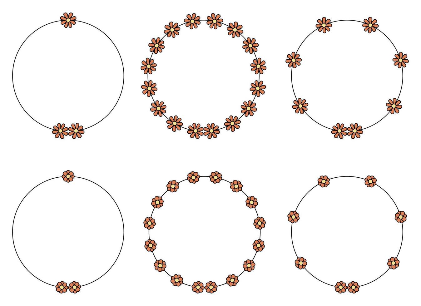 cirkel ram dekoration element med blommor klämma konst vektor