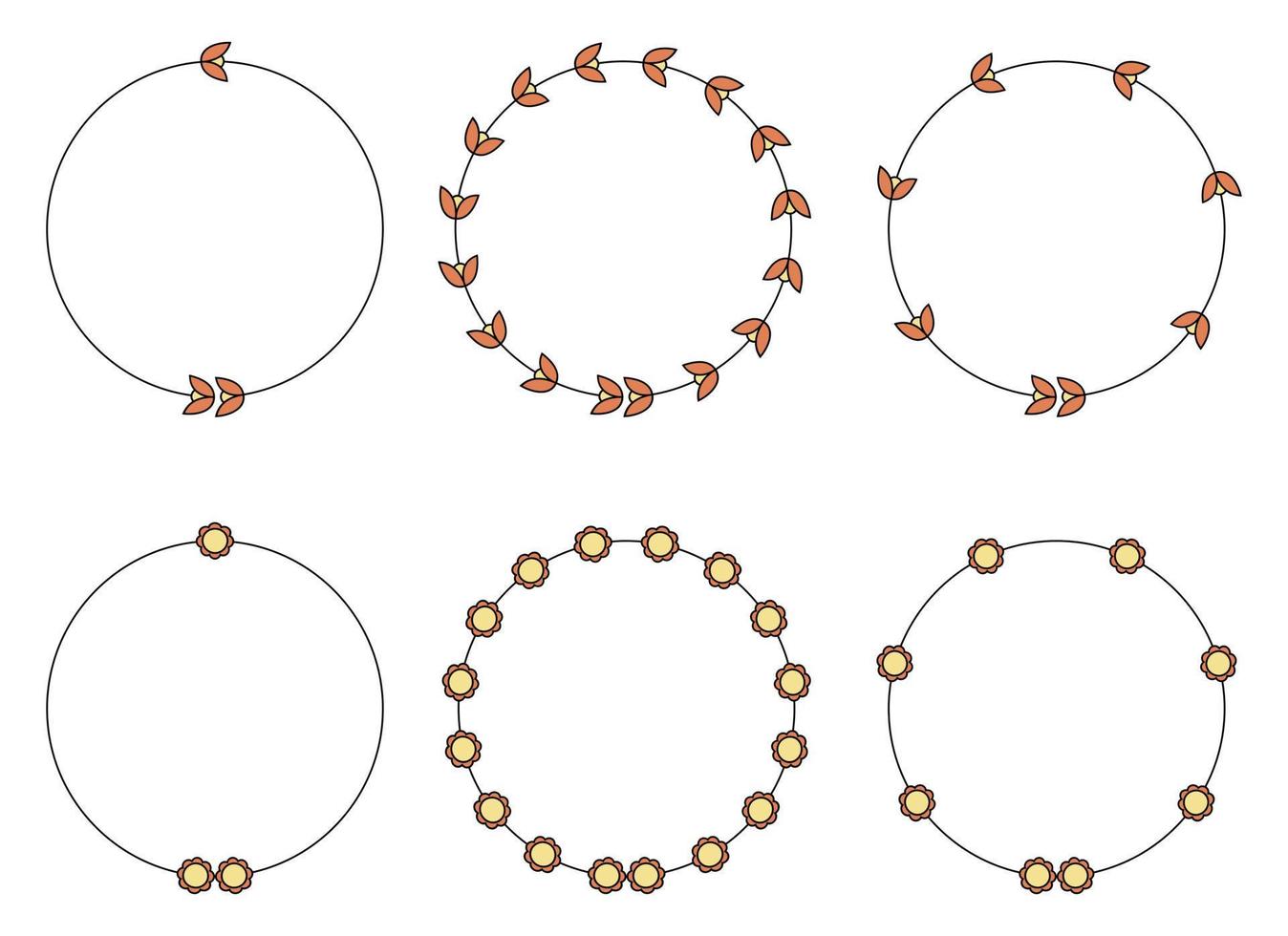 cirkel ram dekoration element med blommor klämma konst vektor