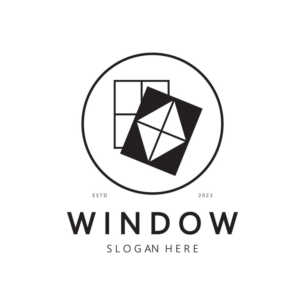 einfach Fenster Logo, Design für, Innere, Konstruktion, die Architektur, Eigentum Geschäft, Vektor