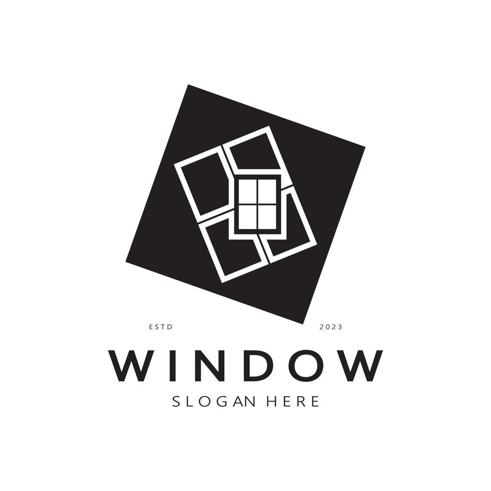 enkel fönster logotyp, design för, interiör, konstruktion, arkitektur, fast egendom företag, vektor