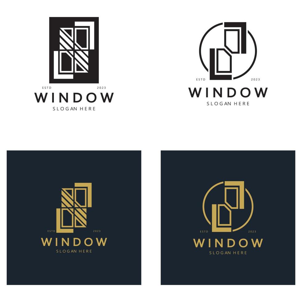 enkel fönster logotyp, design för, interiör, konstruktion, arkitektur, fast egendom företag, vektor