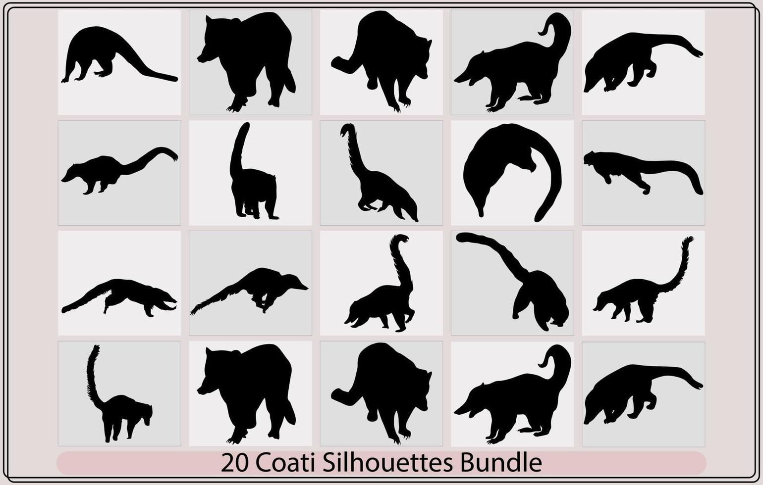 Coati Tier Logo Design Schwanz, Silhouette von Süd amerikanisch Nasenbären, Tiere Süd Amerika vektor