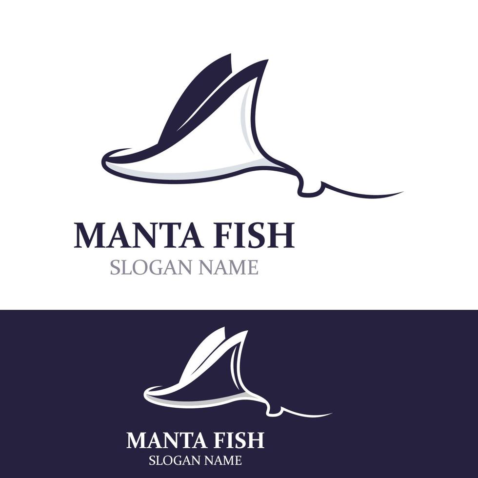 manta fisk eller stingrocka logotyp design vektor årgång illustration skridsko fisk hav