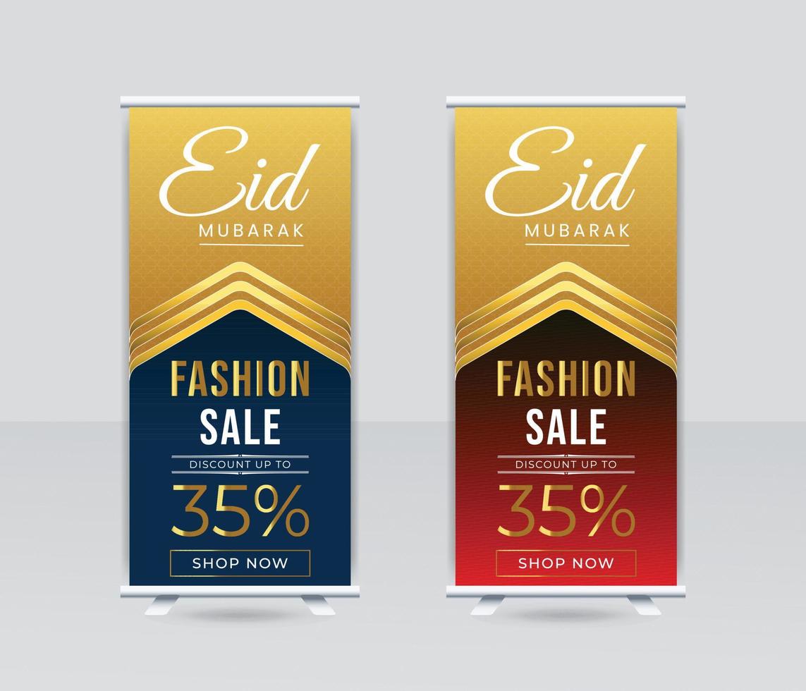 eid Mubarak Mode Verkauf rollen oben Banner Vorlage Design vektor