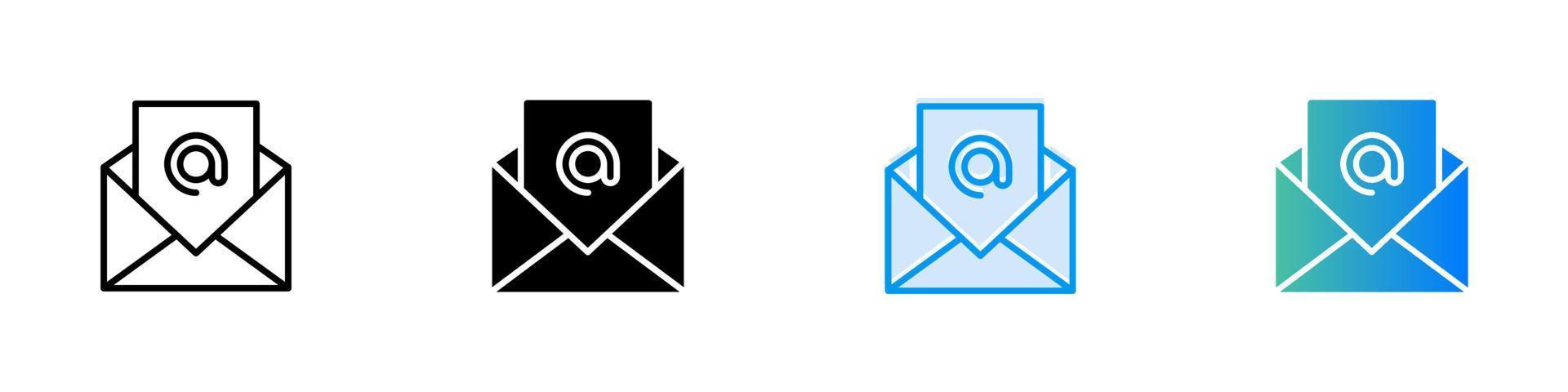 post ikon. vektor illustration av e-post i olika stilar.
