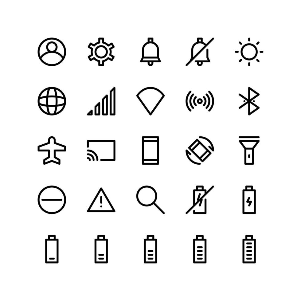 uppsättning av ui ikon för mobil appar vektor