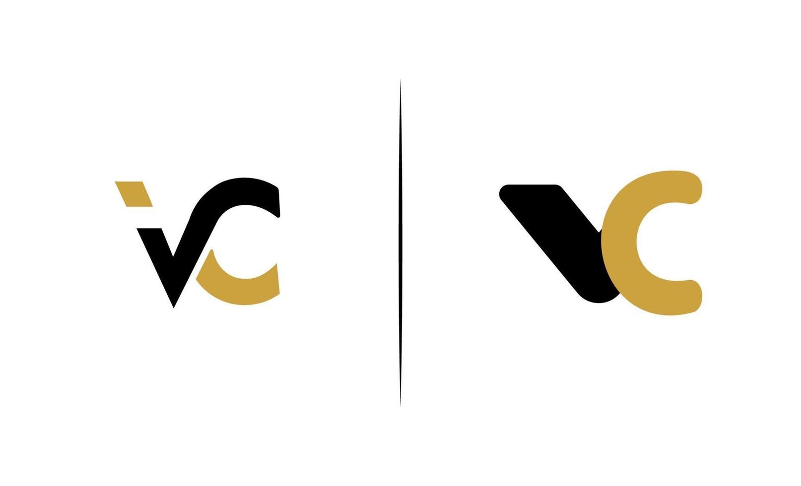 initial vc lyxig elegant logotyp mall vektor