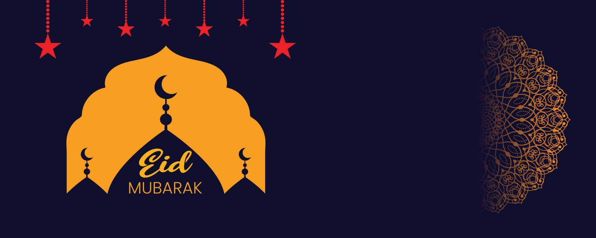 eid Mubarak Banner, islamisch Gruß Karte Illustration, Ramadan kareem Karikatur Vektor wünsche zum islamisch Festival zum Banner, Poster, Hintergrund, Flyer, Illustration, Broschüre und Verkauf Hintergrund