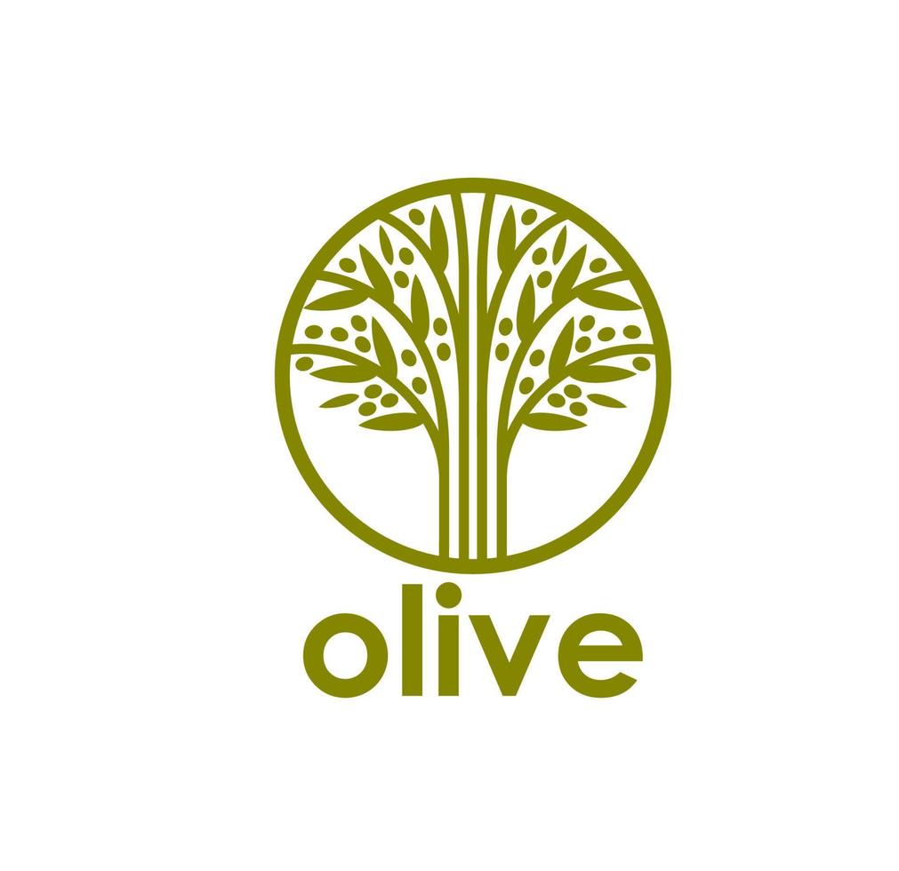 oliv träd symbol, oliv olja märka, organisk mat vektor