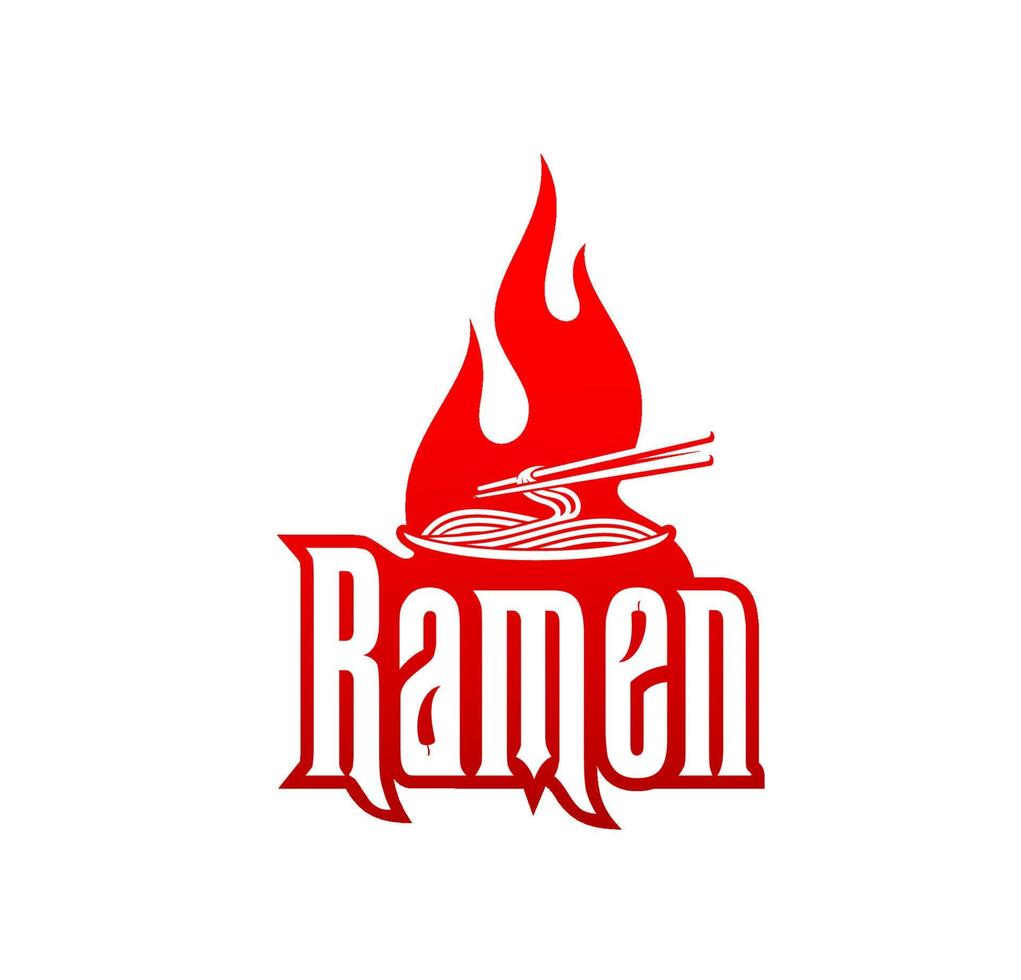 heiß Ramen Nudeln Emblem, isoliert Symbol oder Etikette vektor