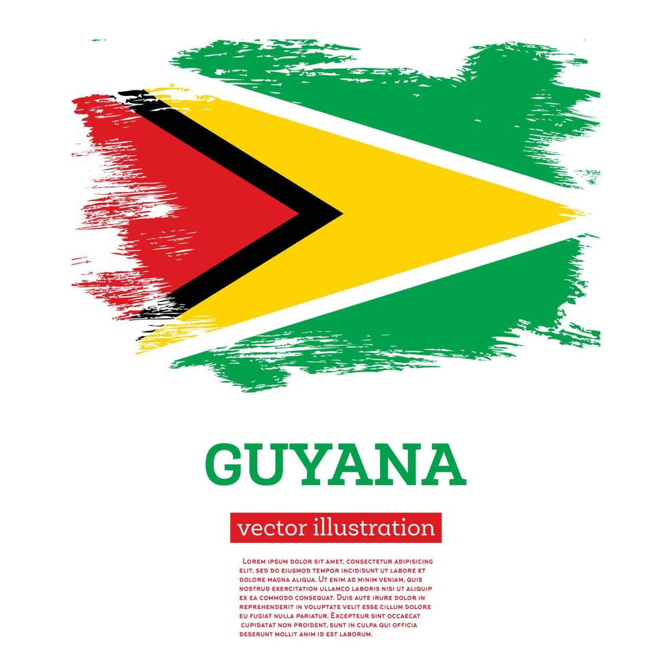 Guyana Flagge mit Bürste Schläge. Unabhängigkeit Tag. vektor