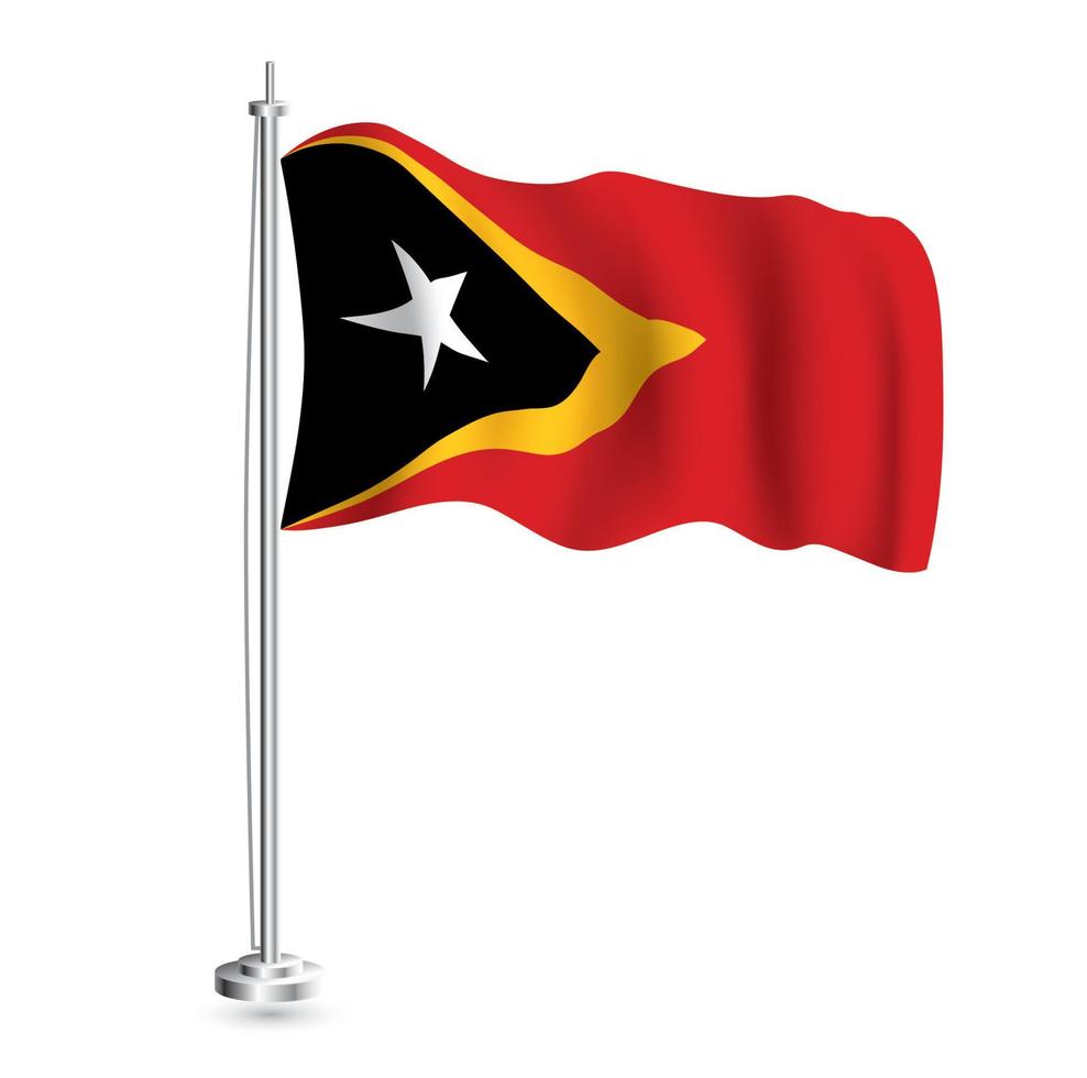 öst timor flagga. isolerat realistisk Vinka flagga av öst timor Land på flaggstång. vektor