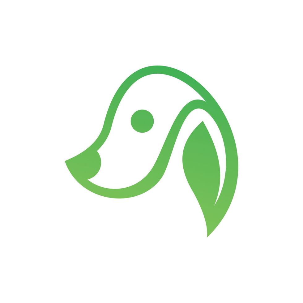 Hund Kopf süß Blatt Natur einfach Logo vektor