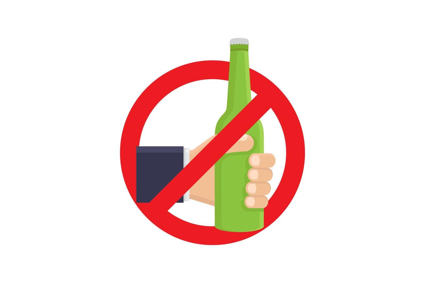 sluta dricka alkohol, förbjuden från dricka alkohol vektor design illustration