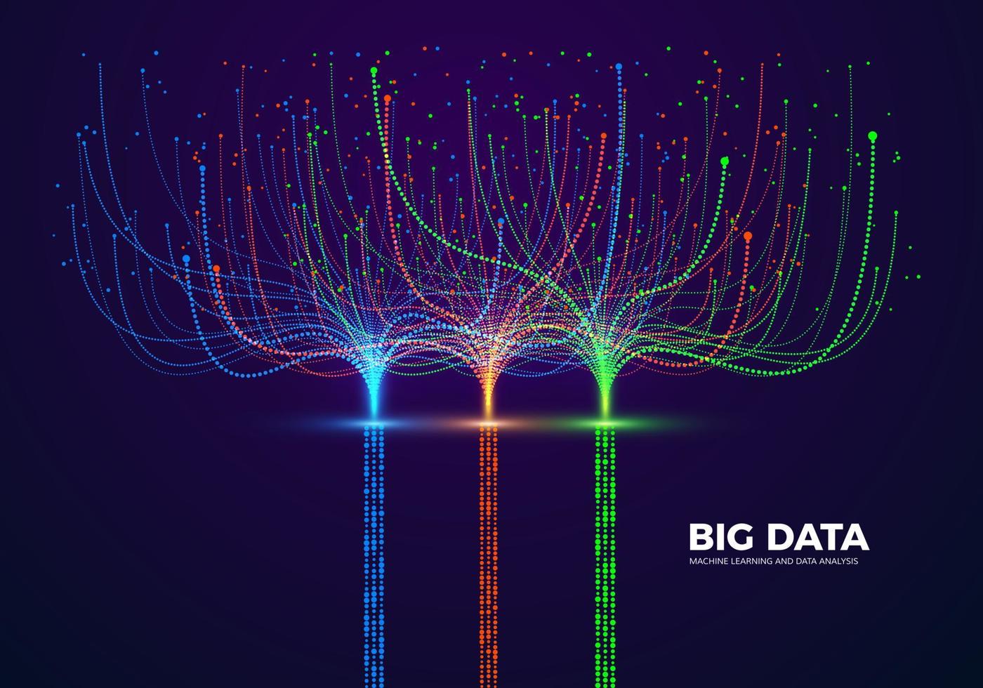 stor data visuell begrepp. maskin inlärning och data analys. digital teknologi visualisering. punkt och förbindelse rader data strömma och bearbetning information. vektor