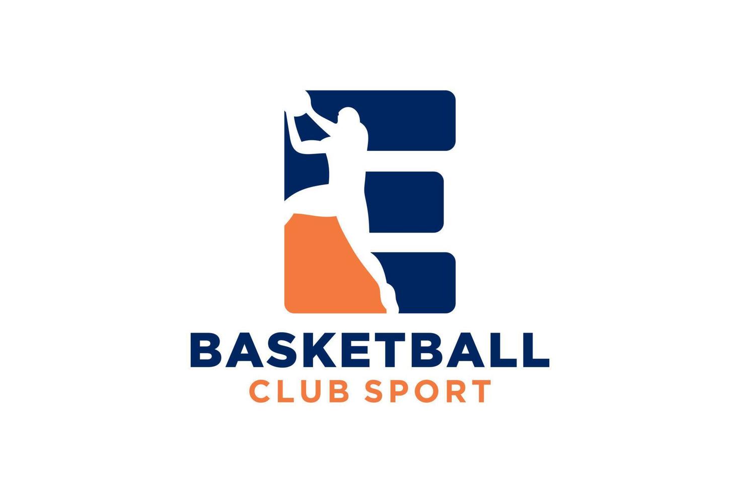 första brev e basketboll logotyp ikon. korg boll logotyp symbol. vektor