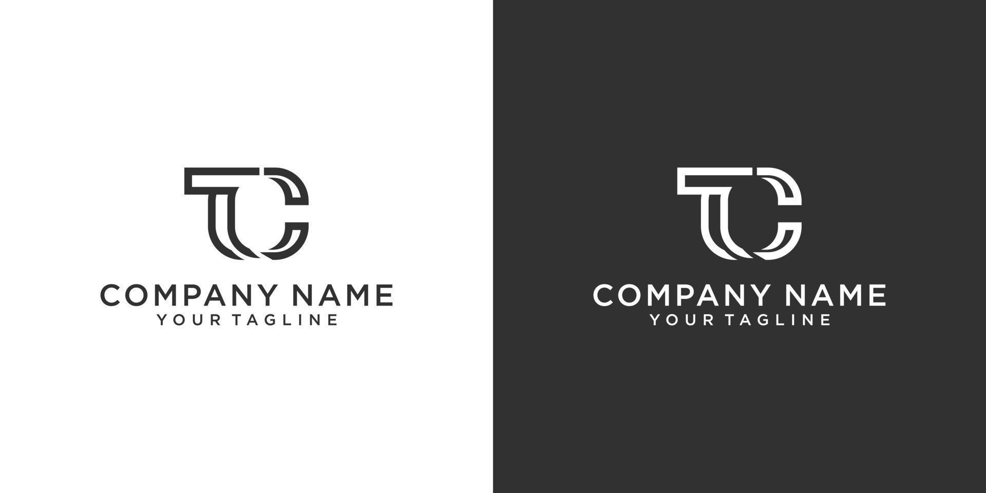 tc oder ct anfangsbuchstabe logo designkonzept vektor