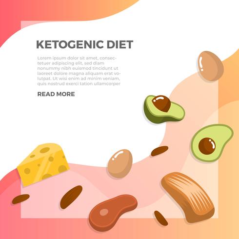 Flat Ketogenic Diet Starter Pack Med Gradient Bakgrund Vector Illustration