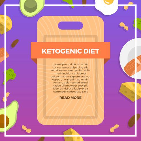 Flat Ketogenic Diet Starter Pack Med Gradient Bakgrund Vector Illustration