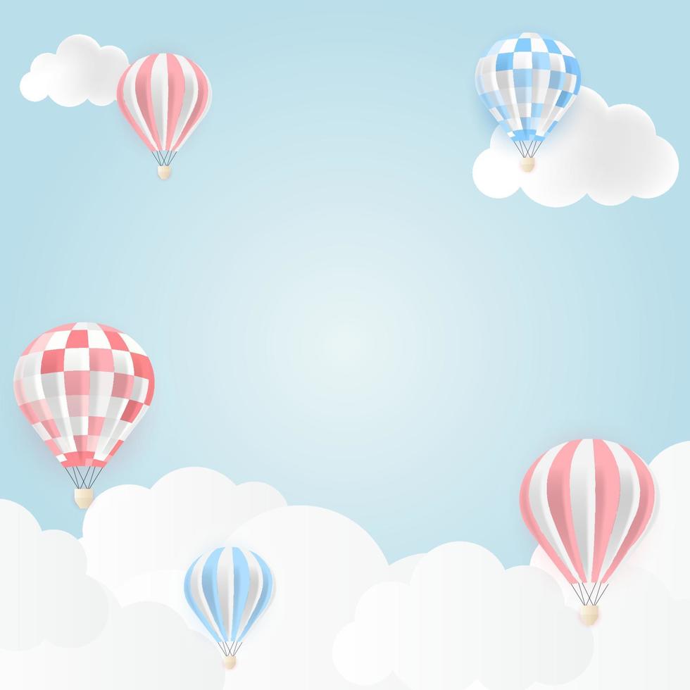 luft ballong i blå himmel. vektor illustration
