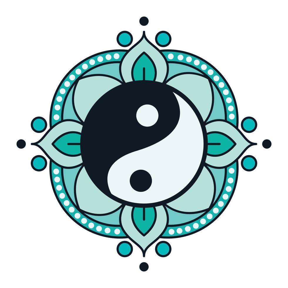 yin yang mandala färgrik vektor ikon design. platt ikon.