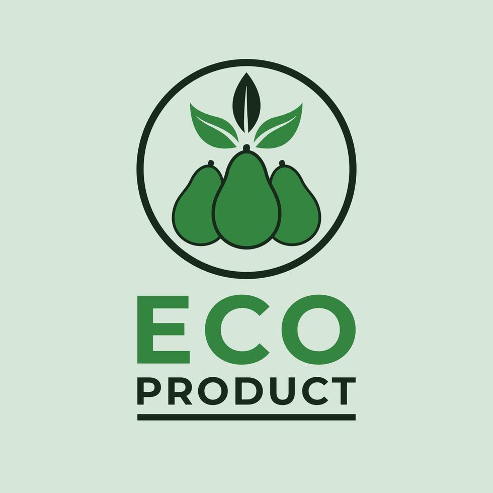 Öko Produkt Vektor Logo Design. Avocado im Kreis Logotyp. organisch Produkt Unternehmen Logo Vorlage.