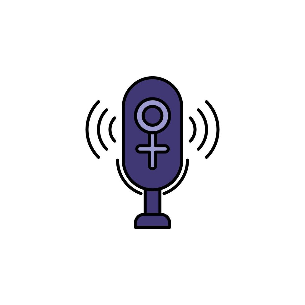 mikrofon,,weiblich, Stimme Aufzeichnung Vektor Symbol