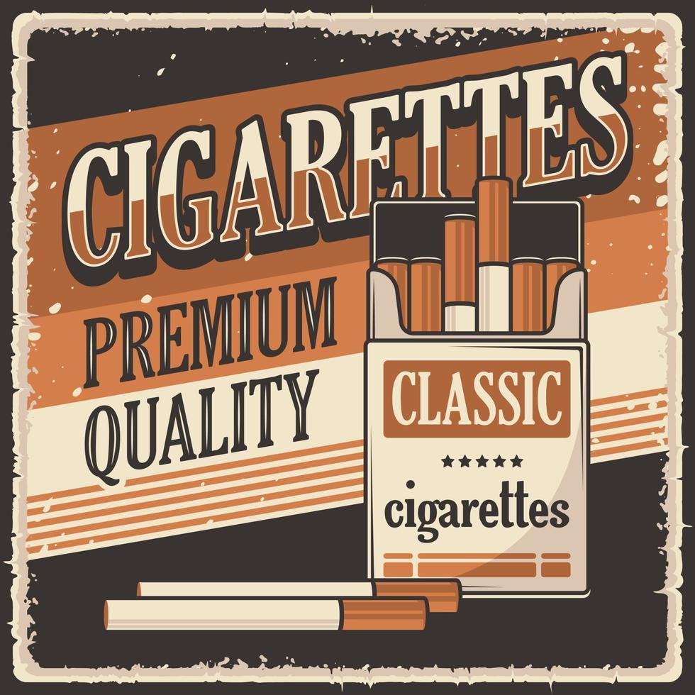 retro vintage cigaretter affisch tecken vektor