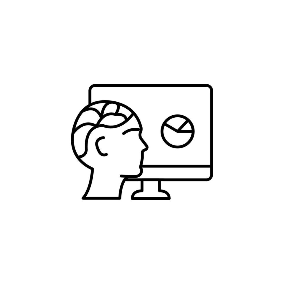 Mensch Gehirn und Computer Konzept Linie Vektor Symbol