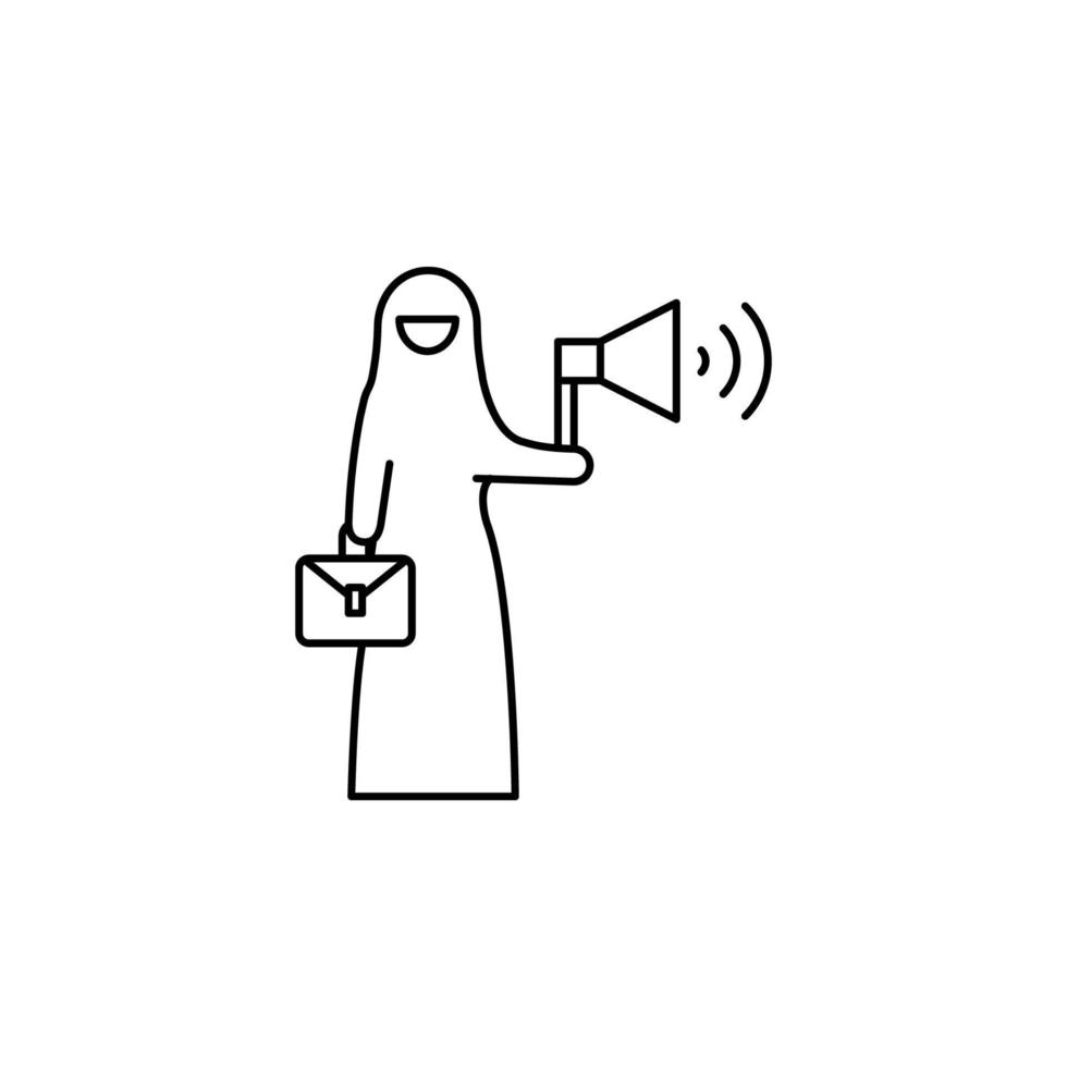 Bekanntmachung, Muslim Geschäftsfrau Vektor Symbol