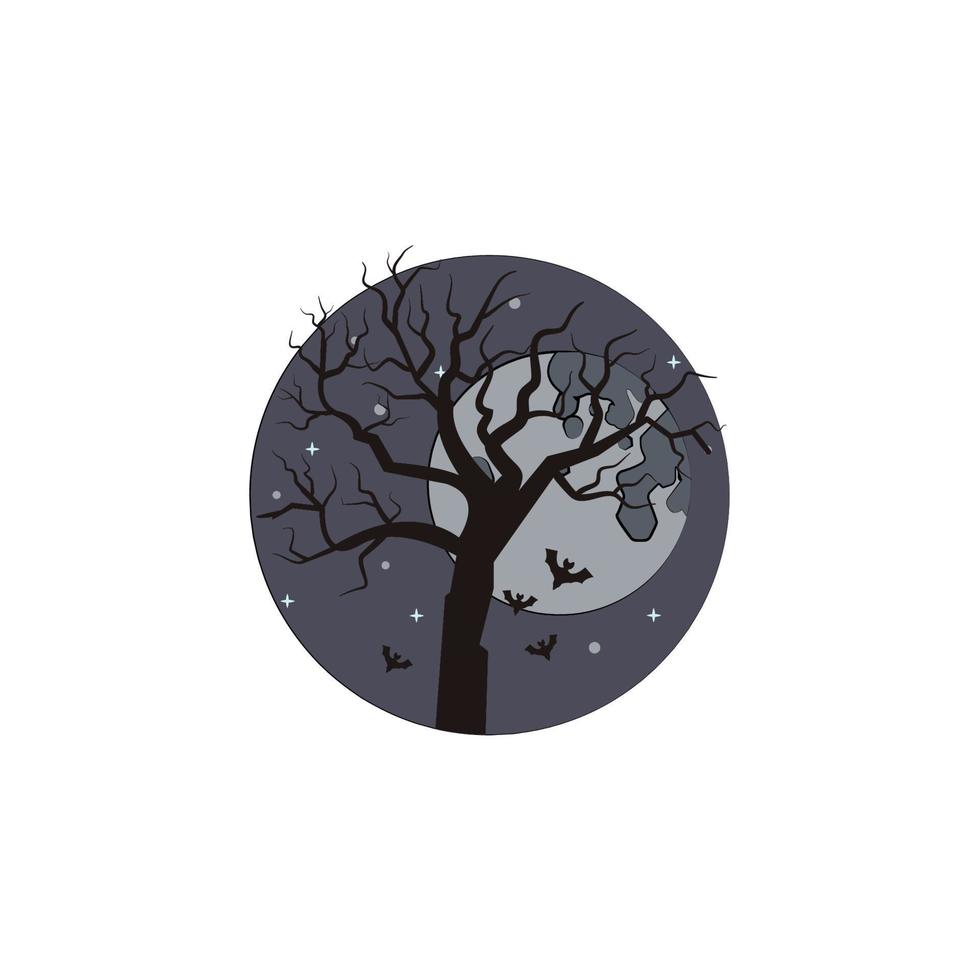 voll Mond und Baum Schläger farbig Vektor Symbol